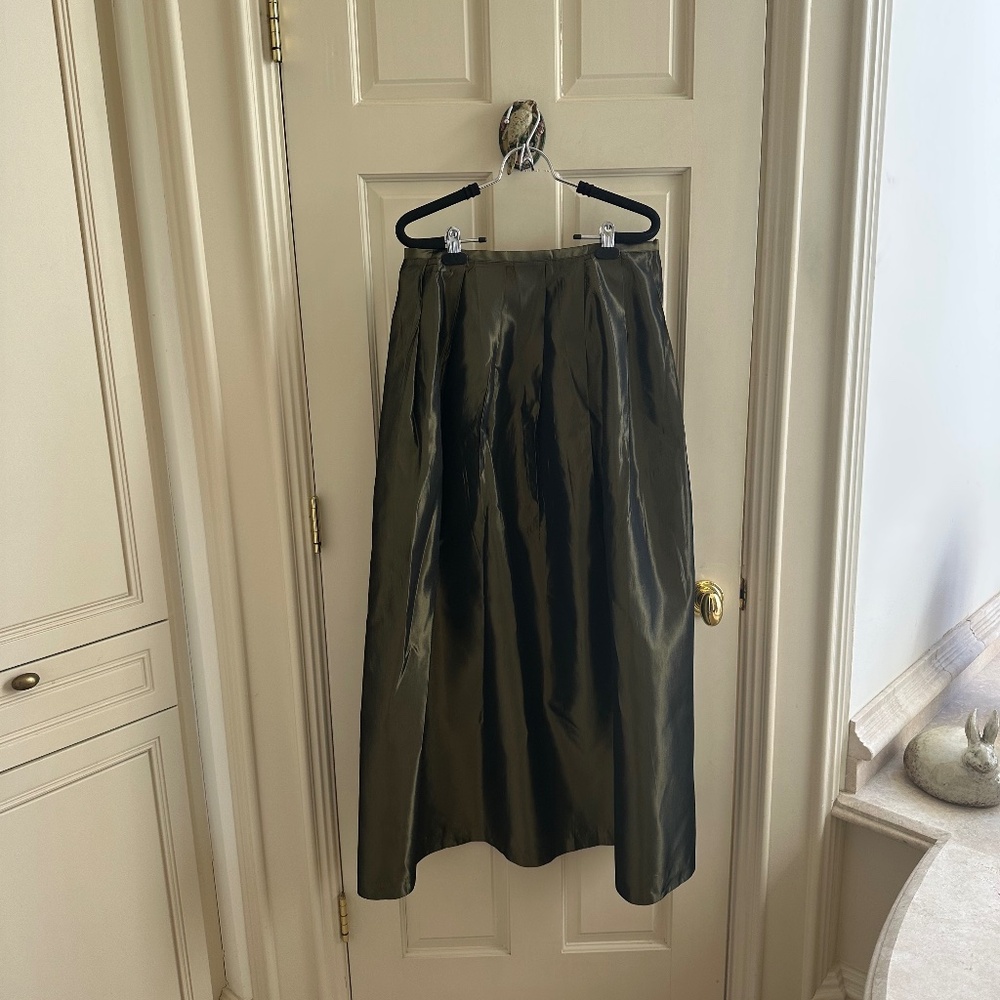 GUNMETAL GREEN ACETATE LONG SKIRT BY VERSAILLES-NWT